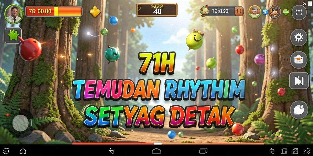Screenshot gameplay 71H yang menunjukkan interaksi pengguna dengan musik.