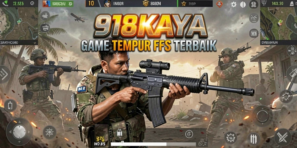 Tampilan aksi seru dalam gameplay FPS 918KAYA.