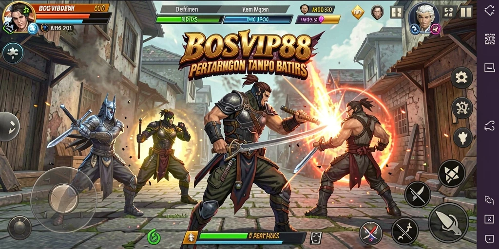 Screenshot gameplay BOSVIP88 yang menampilkan pertarungan mendebarkan.