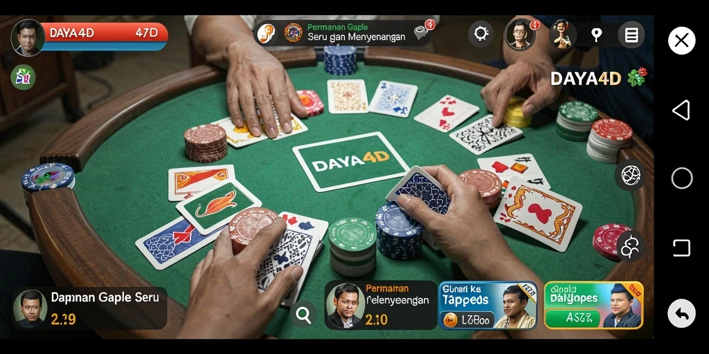 Tampilan seru dari gameplay Gaple di DAYA4D.