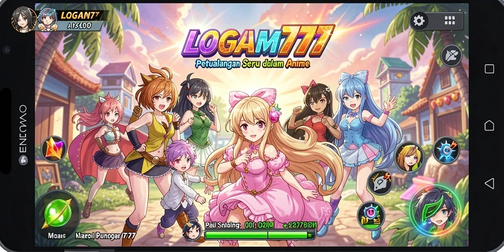 Tampilan seru dari gameplay LOGAM777 dengan karakter Anime.