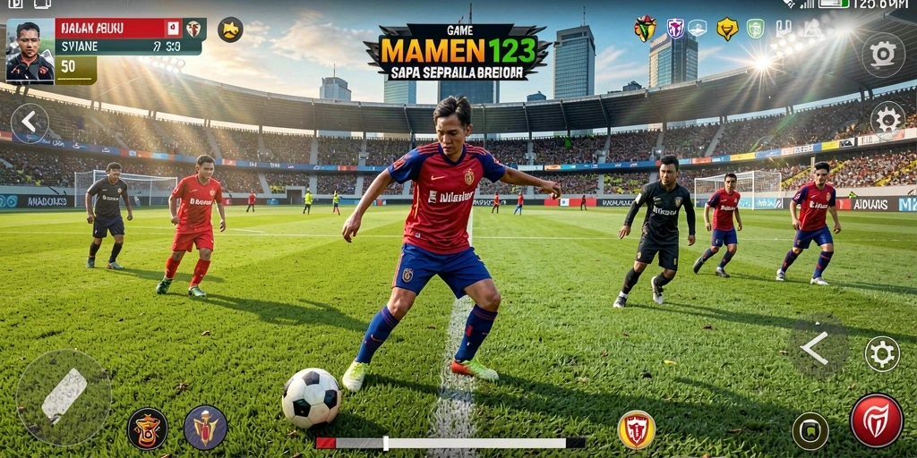 Tampilan gameplay seru MAMEN123 saat pertandingan sepak bola.