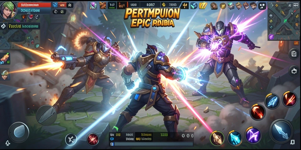 Tampilan gameplay V07 yang menegangkan di arena MOBA.